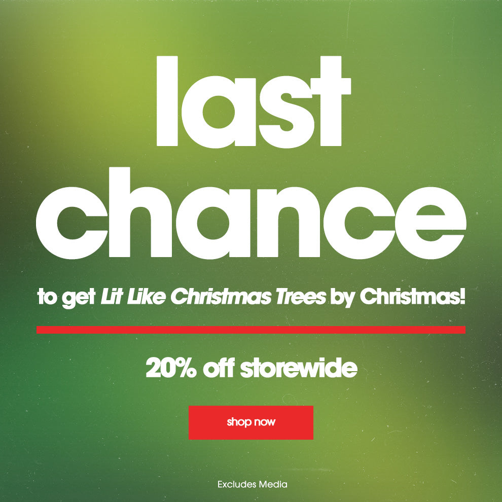 Promotional text on a green background with 'last chance' and '20% off storewide' offer.