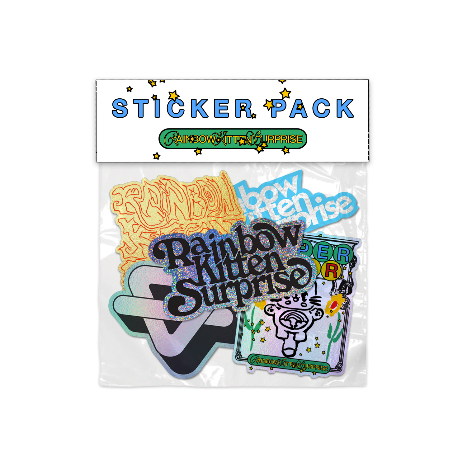 RKS Glitter Sticker Pack – Rainbow Kitten Surprise